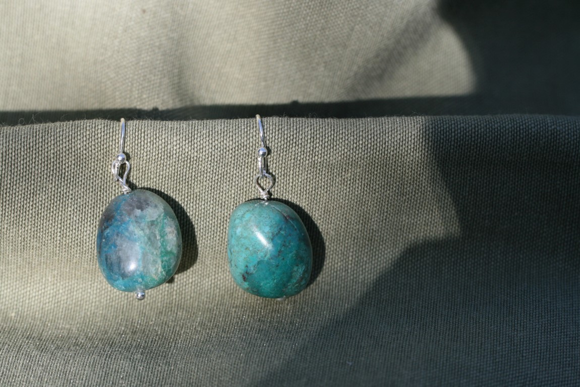 Ajoite and Papagoite Love, healing, emotional support, goddes and angelic communication Earrings 5406